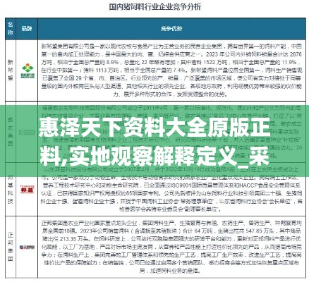 惠泽天下资料大全原版正料,实地观察解释定义_采购版QDA14.54