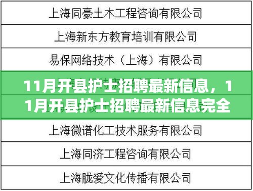 11月开县护士招聘最新信息及完全指南，适合初学者与进阶用户