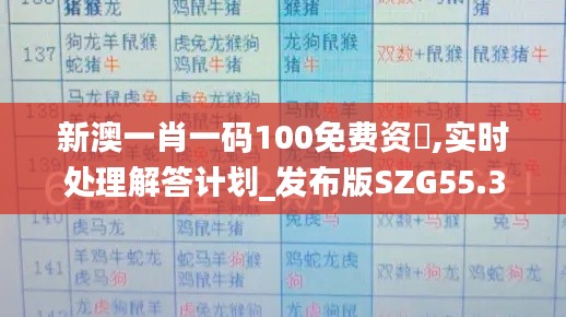 新澳一肖一码100免费资枓,实时处理解答计划_发布版SZG55.378