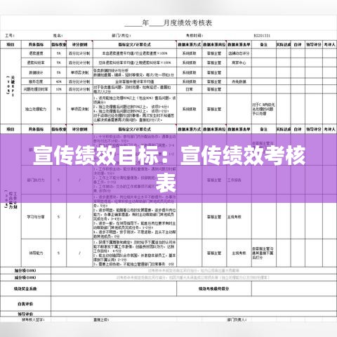 宣传绩效目标：宣传绩效考核表 