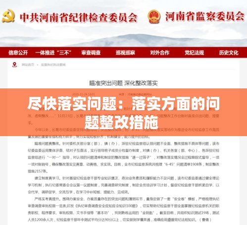 尽快落实问题：落实方面的问题整改措施 