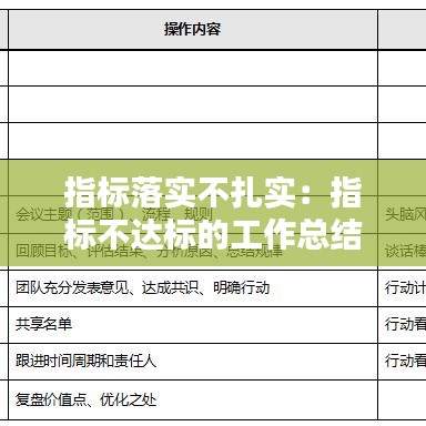 指标落实不扎实：指标不达标的工作总结 