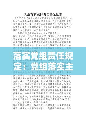 落实党组责任规定：党组落实主体责任情况报告 