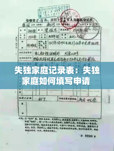 失独家庭记录表：失独家庭如何填写申请 