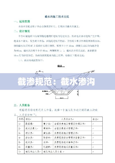 截渗规范：截水渗沟 