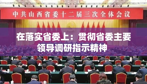 在落实省委上：贯彻省委主要领导调研指示精神 