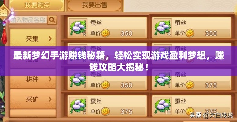 最新梦幻手游赚钱秘籍，轻松实现游戏盈利梦想，赚钱攻略大揭秘！