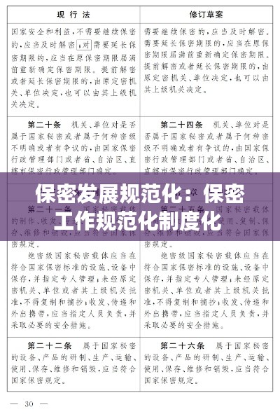 保密发展规范化：保密工作规范化制度化 