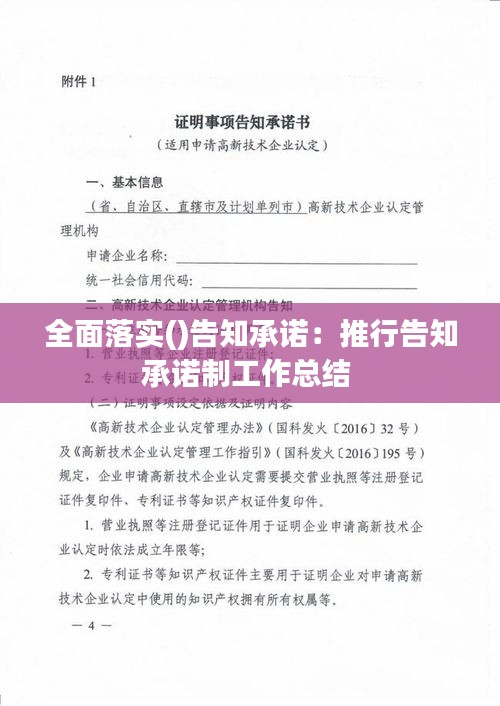 全面落实()告知承诺：推行告知承诺制工作总结 
