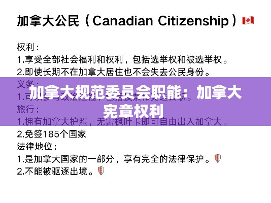 加拿大规范委员会职能：加拿大宪章权利 