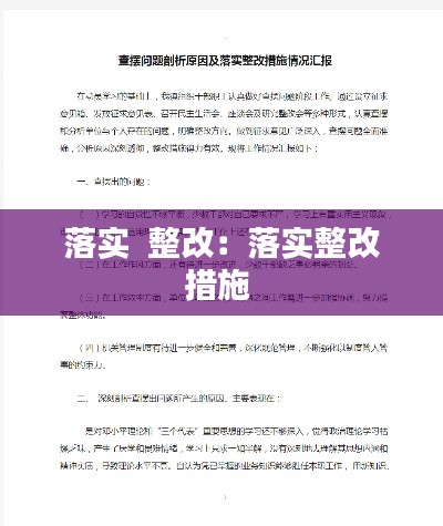 落实  整改：落实整改措施 
