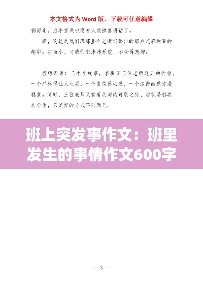 班上突发事作文：班里发生的事情作文600字 