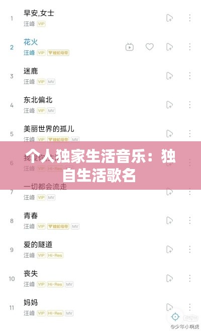 个人独家生活音乐：独自生活歌名 