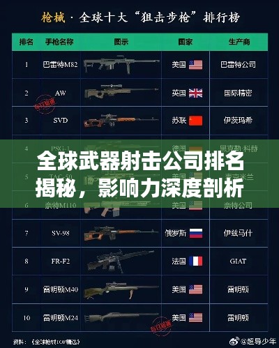 全球武器射击公司排名揭秘，影响力深度剖析