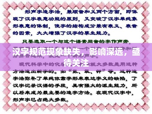 汉字规范现象缺失，影响深远，亟待关注