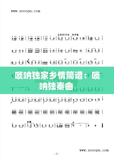 唢呐独家乡情简谱：唢呐独秦曲 