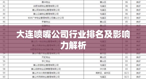 大连喷嘴公司行业排名及影响力解析