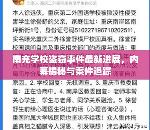 南充学校盗窃事件最新进展，内幕揭秘与案件追踪