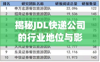 揭秘JDL快递公司的行业地位与影响力，排名及实力解析