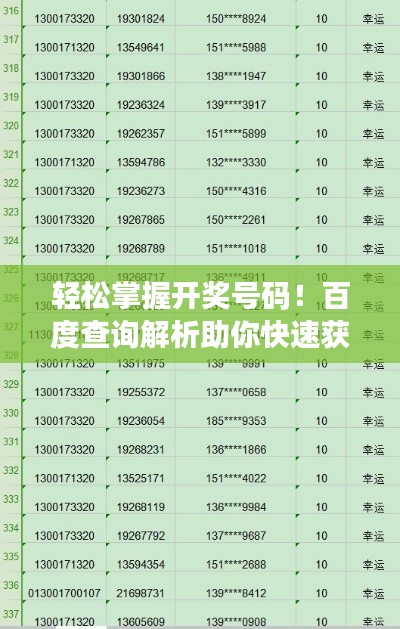 轻松掌握开奖号码！百度查询解析助你快速获取最新信息！