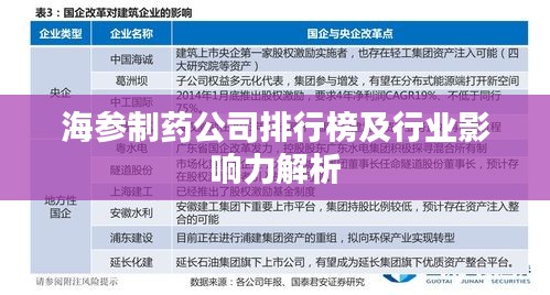 海参制药公司排行榜及行业影响力解析