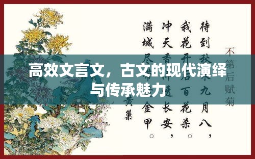 高效文言文，古文的现代演绎与传承魅力