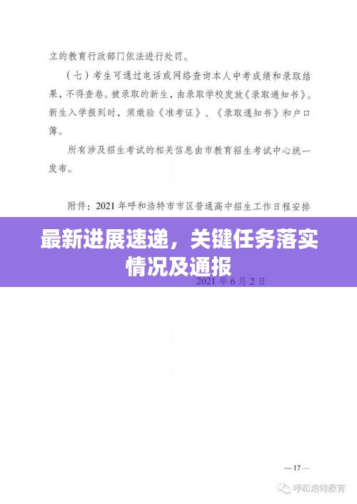 最新进展速递，关键任务落实情况及通报