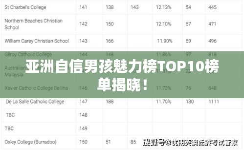 亚洲自信男孩魅力榜TOP10榜单揭晓！