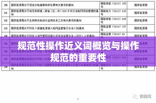 规范性操作近义词概览与操作规范的重要性