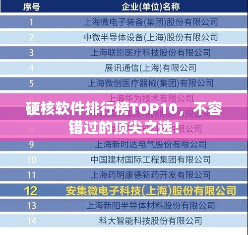 硬核软件排行榜TOP10，不容错过的顶尖之选！