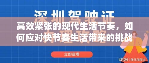 高效紧张的现代生活节奏，如何应对快节奏生活带来的挑战？