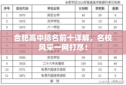 合肥高中排名前十详解，名校风采一网打尽！