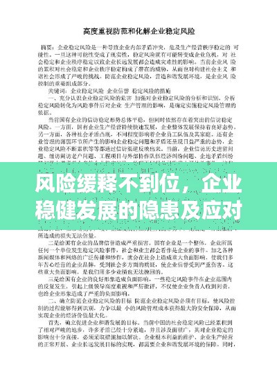 风险缓释不到位，企业稳健发展的隐患及应对之策