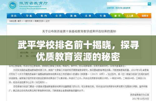 武平学校排名前十揭晓，探寻优质教育资源的秘密