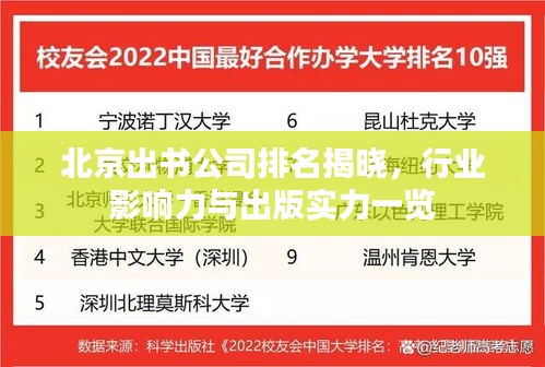 北京出书公司排名揭晓，行业影响力与出版实力一览