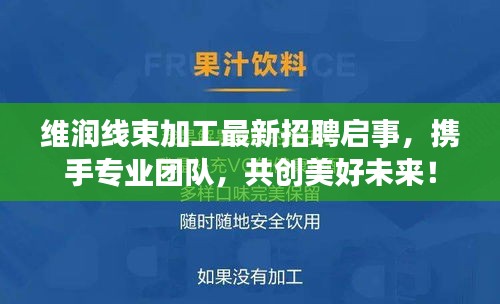 维润线束加工最新招聘启事，携手专业团队，共创美好未来！
