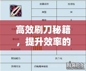 高效刷刀秘籍，提升效率的终极技巧与方法